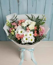 Букет цветов из:  Розы, Лизиантусы и Хризантемы в Шиморское