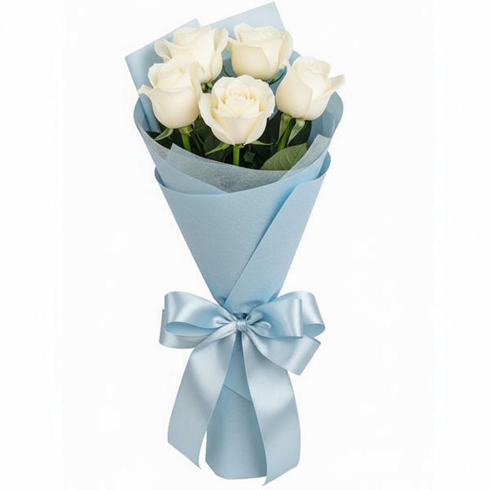 Букет 5 Белых роз Проуд в Шиморское