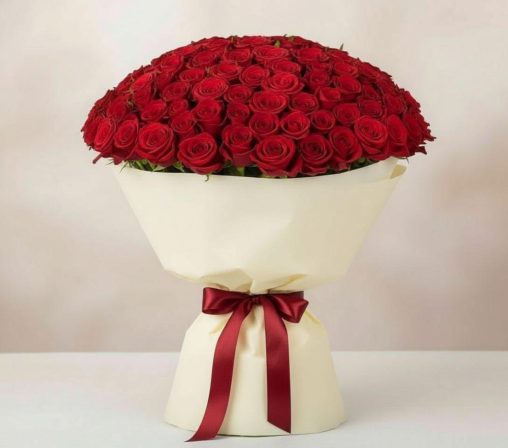 Букет 101 Красная роза Милано в Шиморское