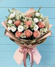 Букет цветов из:  Розы, Альстромерии и Лизиантусы в Шиморское