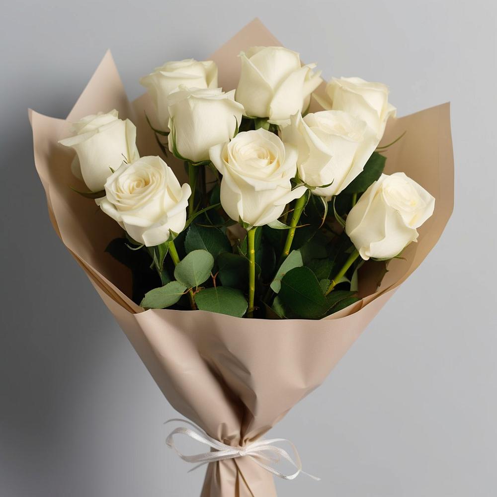 Букет 9 Белых роз Эдлесс Лав в Шиморское