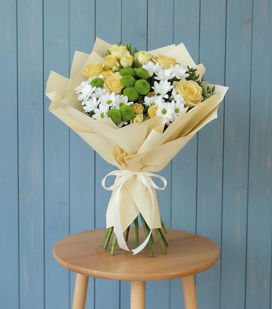 Букет цветов из: Хризантемы и Розы в Шиморское