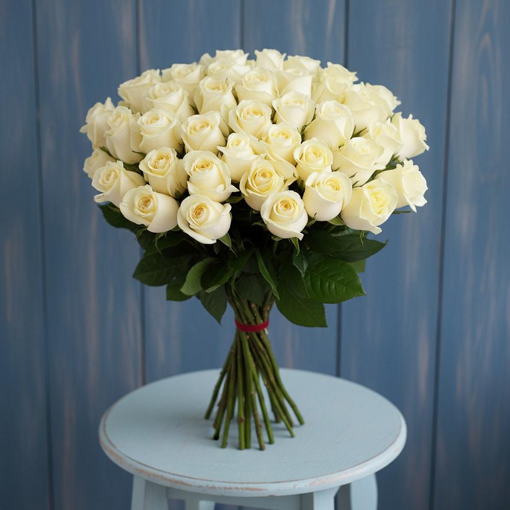 Букет 51 Белая роза Эдлесс Лав в Шиморское
