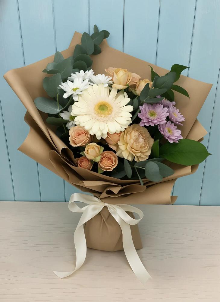 Букет цветов из: Герберы и Хризантемы в Шиморское