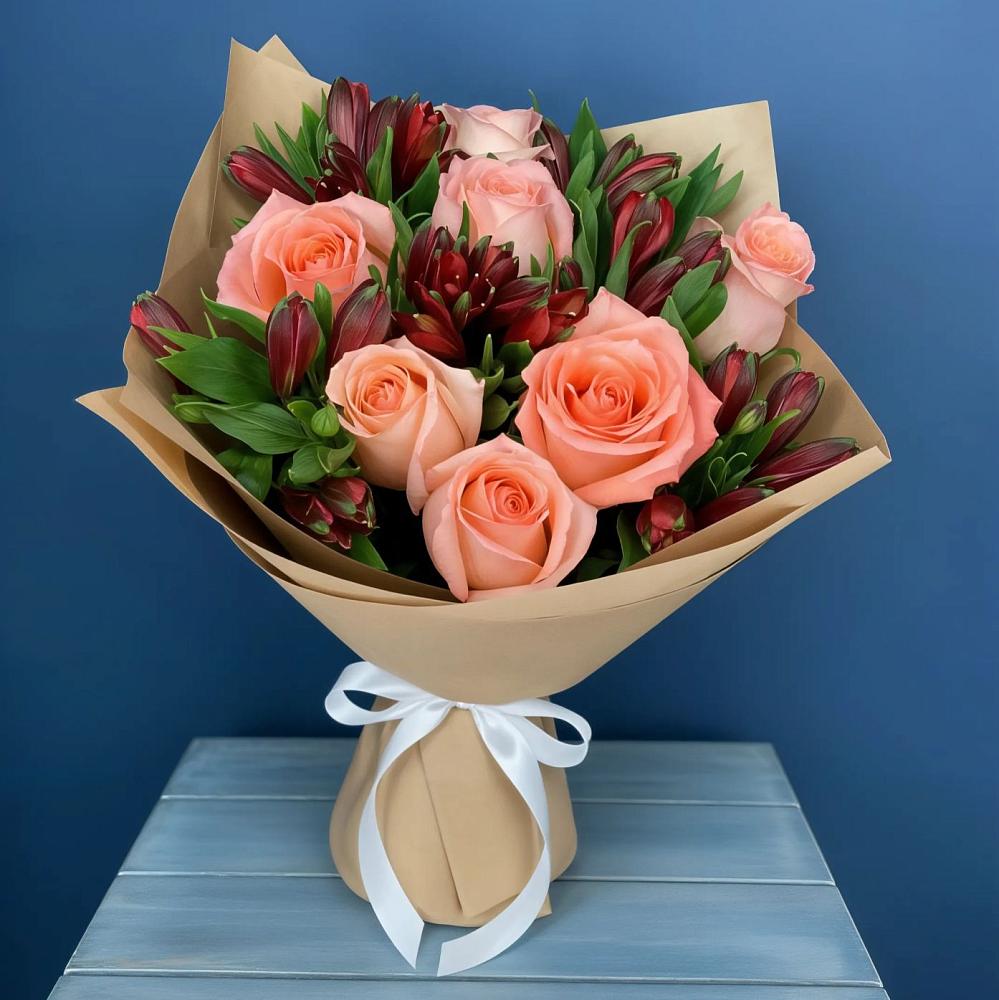 Букет цветов из: Розы и Альстромерии в Шиморское