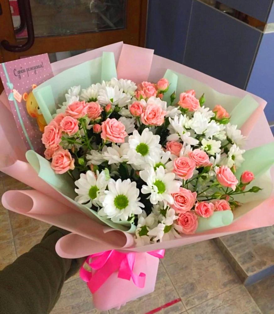 Букет цветов из: Розы и Хризантемы в Шиморское