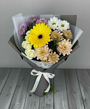 Букет цветов из:  Розы, Герберы и Хризантемы в Шиморское
