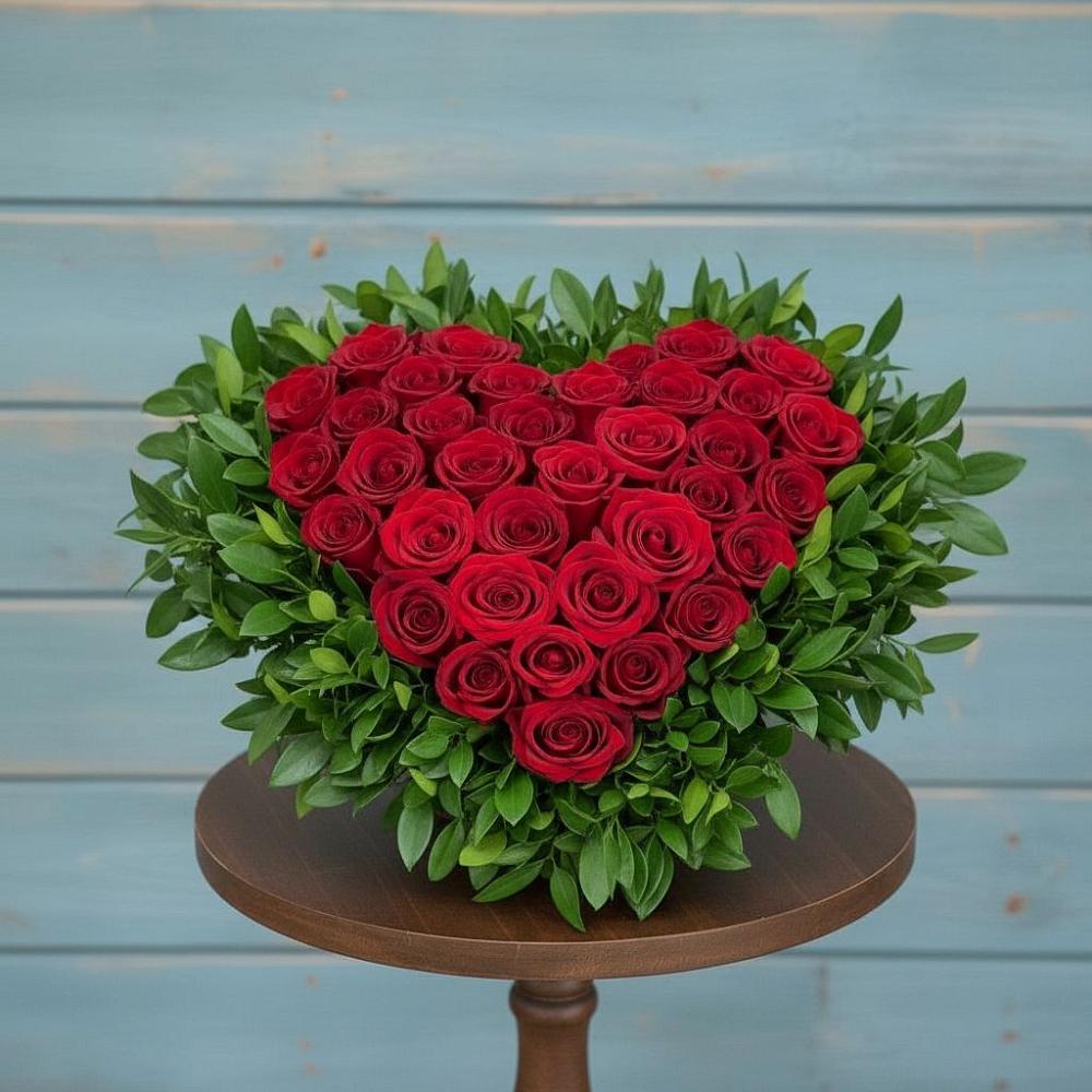 Цветочная композиция из Розы в виде сердца в Шиморское