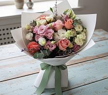 Букет цветов из:  Розы, Лизиантусы и Гвоздики в Шиморское