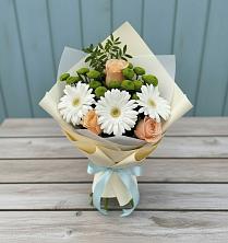 Букет цветов из:  Герберы, Розы и Хризантемы в Шиморское