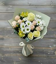 Букет цветов из:  Альстромерии, Розы и Хризантемы в Шиморское