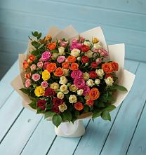 Букет Микс из разноцветных кустовых роз в Шиморское